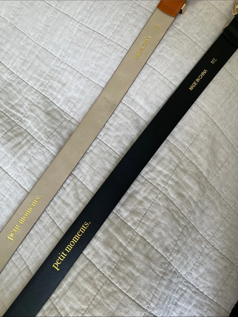 | Revolve | Leather Belt with Gold Rope Buckle - Black and Cognac